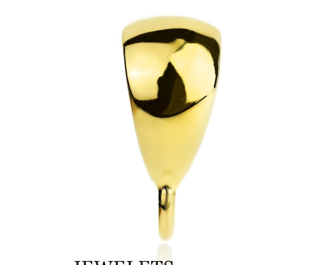 14 K Gold Pendant Bail, 11 mm Height, Front 3.5 mm Width, 0.48 g, Solid White and Yellow Gold