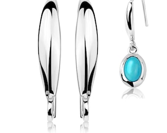 Silver Ear Hooks – 1 Pair Rhodium & Silver Plated Hooks for DIY Earrings, Hypoallergenic Jewelry Findings for Handmade Crafts