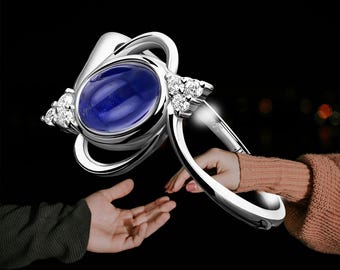 925 Silver Lapis Lazuli Ring Oval 6x8mm – Rhodium Plated Bezel with 6 CZ Side Stones | Natural Gemstone Cabochon Jewelry