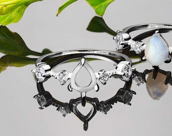 925 Silver Ring Blank Pear 6x8 mm Fine Jewelry DIY Jewelry