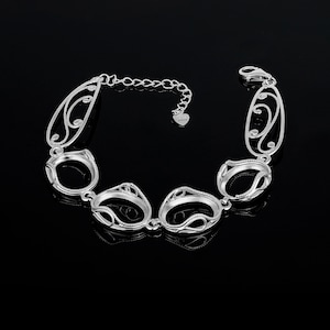 Sterling Silver 925 12x16 mm Bracelet Base, Bezel Setting, DIY Jewelry