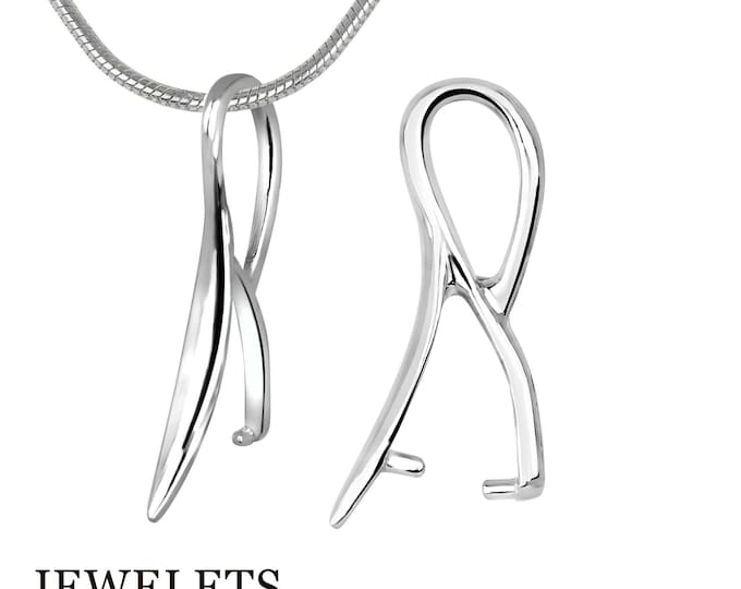 Silver Pendant Blank Findings Gemstones Crystal Clamped Pinching Bail DIY Pendant