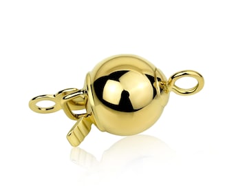14K Solid Gold Bead 6 mm Clasps Shiny Fine Gold Necklace Closure