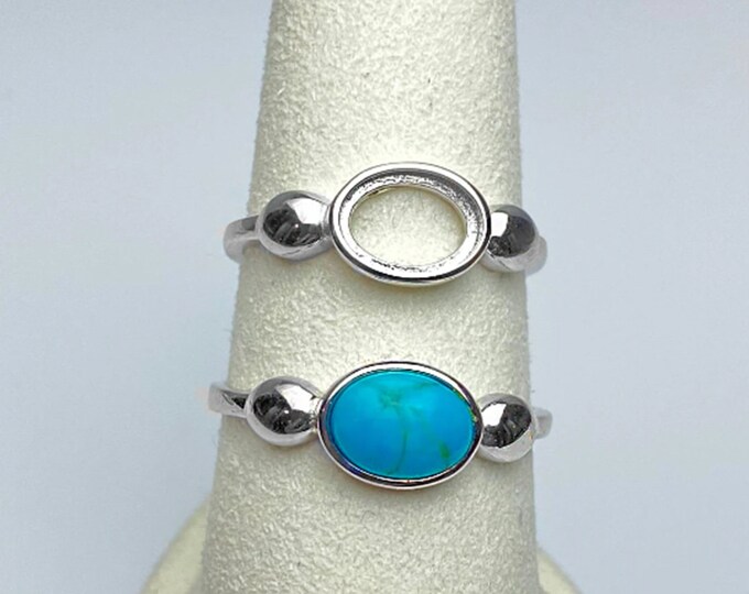 925 Ring Blank 6x8 mm Silver Base Bezel Aesthetic DIY Jewelry Rhodium