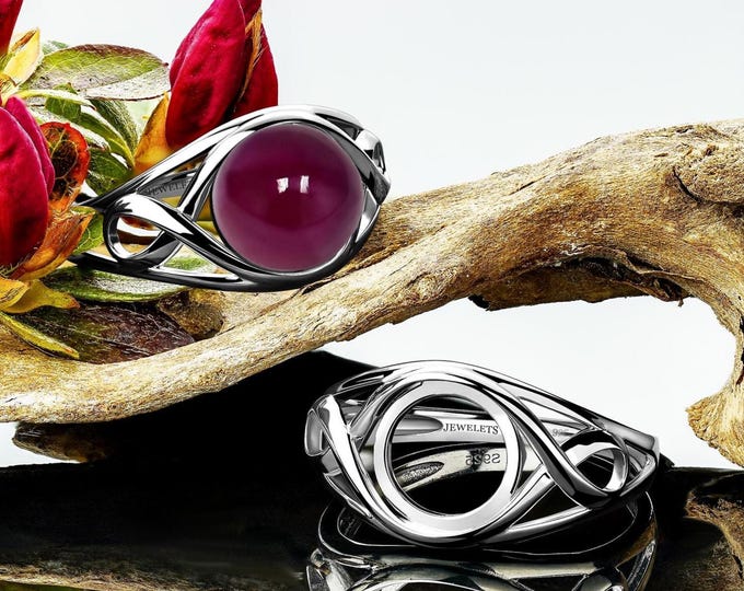 925 Handmade Sterling Silver Ring Blank – Celtic Knot Design – Boho, Wiccan, Spiritual  for Men & Women, 10 mm round stone