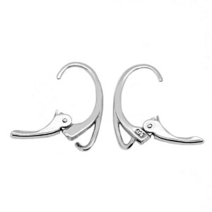 925 sterling silver lever back earring closures pair for DIY jewelry.
Earring findings hypoallergenic.
Silver lever back earring closures for handmade fine jewelry lever back pair for repair and replacement earrings.