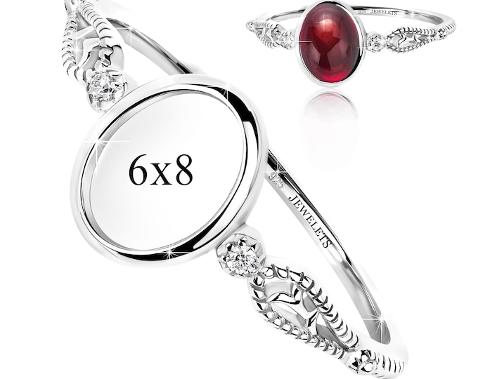 Sterling Silver Ring Blank 6×8 mm Oval Bezel Cup | Rhodium Plated Keepsake & Resin Art Jewelry Base for Women