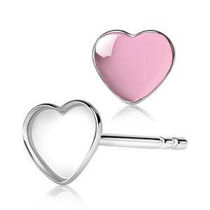 Silver Heart Earring Blanks, 1 Pair Bezel Cup Studs for Keepsake Jewelry, DIY Cabochon Earring Settings, Handmade Jewelry Supplies