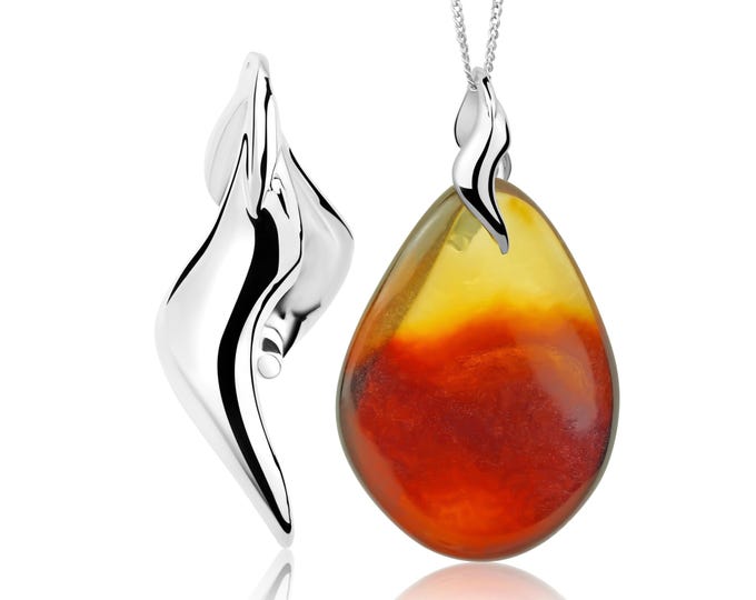Silver Clamped Pendant Holder – Gemstone Bail for Crystals & Stone Pendants – Jewelry Making Findings