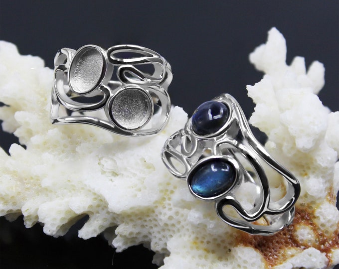 Keepsake Ring Blank Silver Rhodium Plated Bezel Setting Mounting