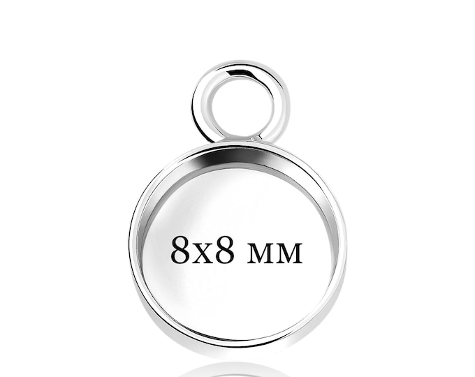 925 Silver Bezel Cup Round 8mm – Setting Blank for DIY Resin Jewelry, Charms, Pendants & Earrings