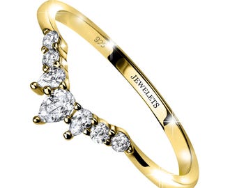 Silver 925 Ring Band 7 pcs AAA Cubic Zirconia Fine Jewelry Gold Plated Silver Crown Shape Band Stackable