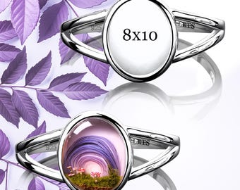 Bezel Cup 10x8 mm Pendant Blank – 925 Sterling Silver Rhodium Plated – Oval Cabochon Base Setting for Gemstones, Resin & Glass DIY Jewelry