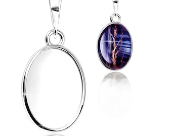 925 Sterling Silver Pendant Blank – 10×14 mm Bezel Cup (1 mm Deep) | DIY & Keepsake Jewelry Base | Fine Silver Mount for Resin or Cabochon