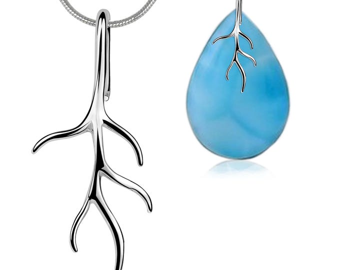 Silver Tree Branch Bail for Pendants – Nature-Inspired Jewelry Finding for Natural Stone, Twig, or Crystal