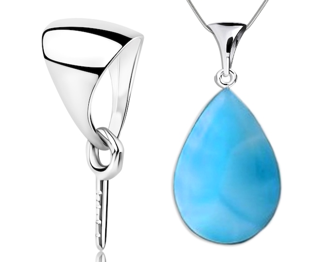 925 Silver Bail with Pin – Sterling Silver Pendant Connector | Easy to Use for DIY Jewelry & Repairs, Charm Bail with Peg for Drilled Stones