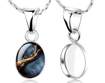 Sterling Silver 8x10mm Bezel Cup Dangle Pendant Blank– DIY Resin Jewelry Base, Keepsake Setting for Charms & Pendants