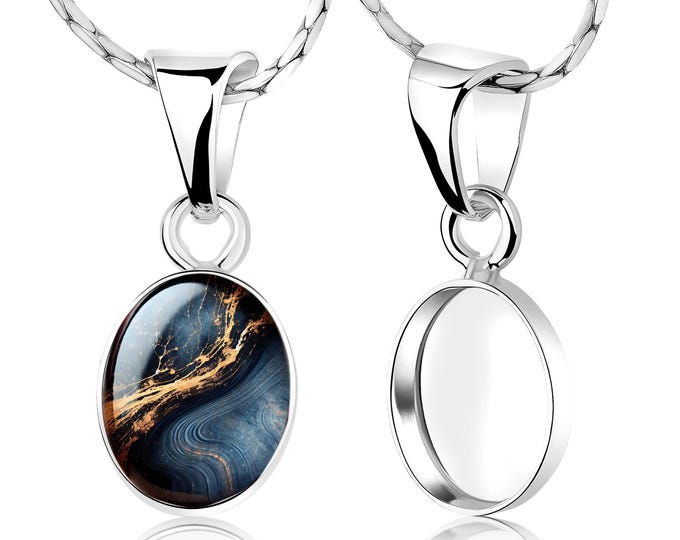 Sterling Silver 8x10mm Bezel Cup Dangle Pendant – DIY Resin Jewelry Base, Keepsake Setting for Charms & Pendants