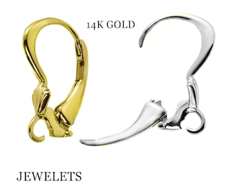 14K Fine Gold Lever Back Pair 3 mm Front Side Shell, DIY and Repair Earrings