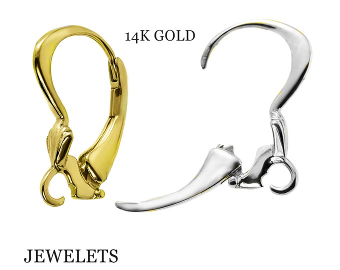 14K Fine Gold Lever Back Pair 3 mm Front Side Shell, DIY and Repair Earrings