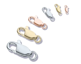 14 K solid Gold Lobster Clasps Shape With Ring 14K or 18K, White Gold, Yellow Gold, Pink Gold, Platinum