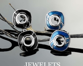 Solid Silver Earrings Blank Cabochon Setting Earrings Base, Cabochon Stone Size 6 mm, Earrings Mounting, Enamel,
