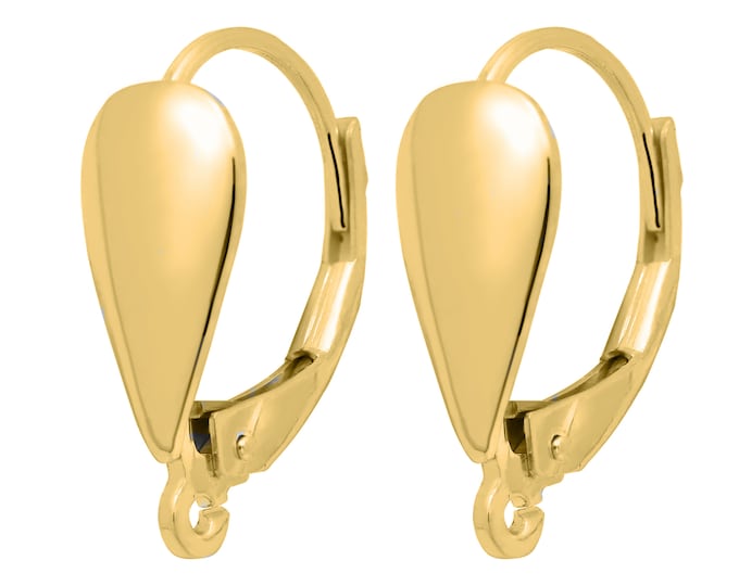 Sterling Silver Lever Back, 17 mm Height, 10 mm Width, 1,0g , Silver gold plated lever back, Decorative element 5 mm width,