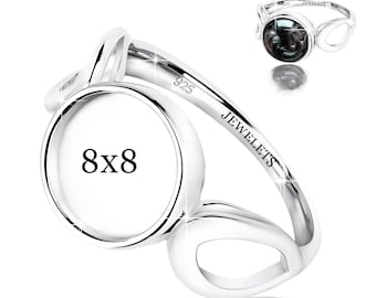 Bezel Cup 8 mm Pendant Blank – 925 Sterling Silver Rhodium Plated – Round Keepsake Base Setting for Gemstones, Resin & Glass DIY Jewelry