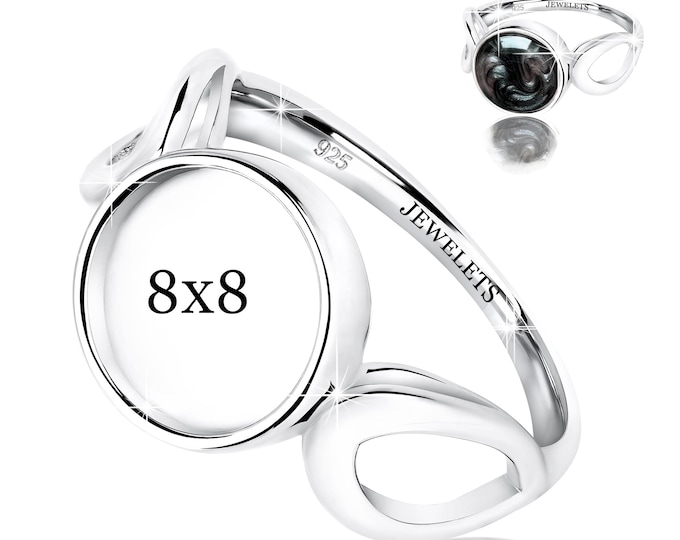Bezel Cup 8 mm Pendant Blank – 925 Sterling Silver Rhodium Plated – Round Keepsake Base Setting for Gemstones, Resin & Glass DIY Jewelry