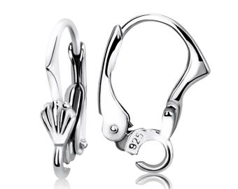Sterling Silver Lever Back Pair, Shell Decorative Element DIY Earrings