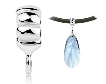 925 Silver Beaded Bail –Sterling Silver Pendant Connector, Easy to Use for DIY Jewelry Repair, Charm Holder Bail with Decorative Bead Detail