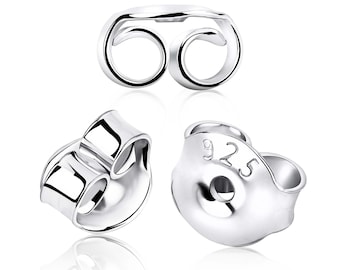 Silver Earring Backs 1 pair 5mm Friction Nut for Stud Earrings Push Back Replacements Sterling Silver Earring Clutches –  for DIY & Repairs