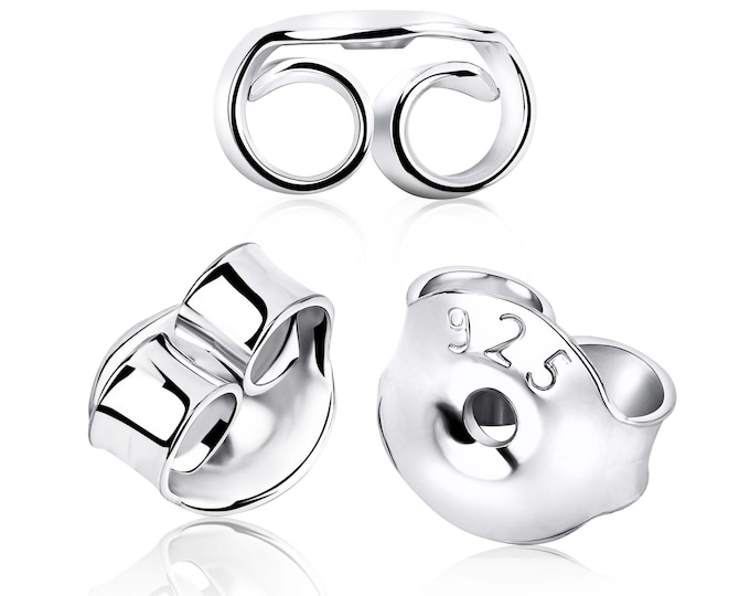 Silver Earring Backs 1 pair 5mm Friction Nut for Stud Earrings Push Back Replacements Sterling Silver Earring Clutches –  for DIY & Repairs
