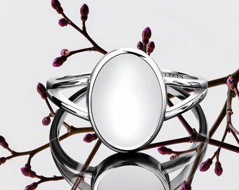 925 Sterling Silver 10×14 mm Oval Bezel Cup Ring Blank – Cabochon Ring Base for Gemstones, Breast Milk Jewelry, Resin Art & Keepsakes