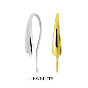 14K Gold Ear Hooks Pair, 23mm Long, 10 mm Width, 2,5 mm Front Side, Yellow Gold 14K