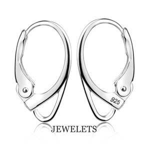925 sterling silver lever back earring closures pair for DIY jewelry.
Earring findings hypoallergenic.
Silver lever back earring closures for handmade fine jewelry lever back pair for repair and replacement earrings.