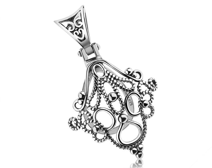 Sterling Silver Pinching Bail, 925 Pendant Blank, Big Size,   1.52 inch +,  36mm, 2 cm +