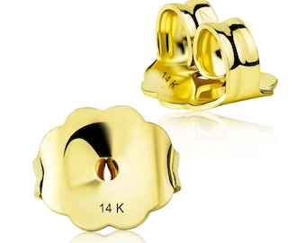 14K Gold One Pair Friction Nut Earring Stopper – Heavy 6mm Ear Back for Earring Repair & Creation