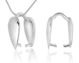 Sterling Silver Pendant Bail – Clamped Holder for Gemstones & Crystal Pendants – 925 Silver DIY Jewelry Making Finding
