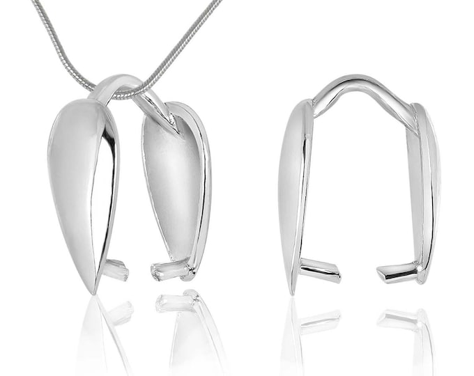 Sterling Silver Pendant Bail – Clamped Holder for Gemstones & Crystal Pendants – 925 Silver DIY Jewelry Making Finding