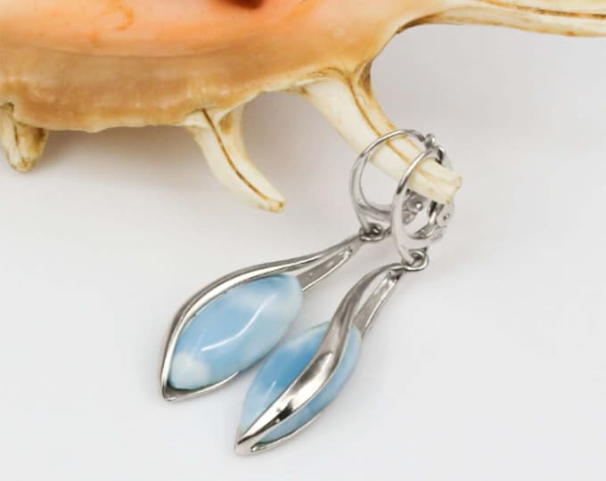 Earrings with Larimar, European product,  Silver 925