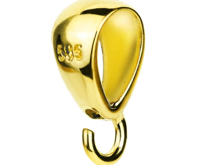 14K Yellow Gold Pendant Bail | Wide Bail for 4.3mm Chain or Cord | Solid Gold Jewelry Finding for Necklaces & Charms