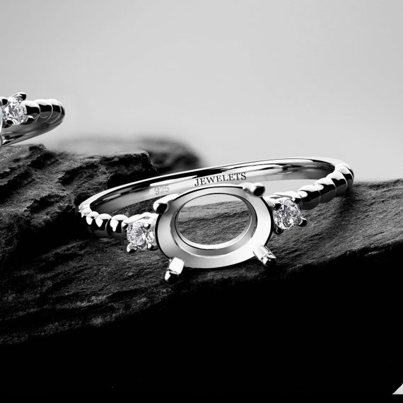 Silver Ring Blank 6x8mm Semi Setting Prong Semi-mount Base DIY