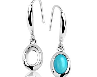 925 Sterling Silver Dangle Earring Blanks – 5x7mm Cabochon Settings | Rhodium Plated, DIY Jewelry Making | Oval Semi-Mounts