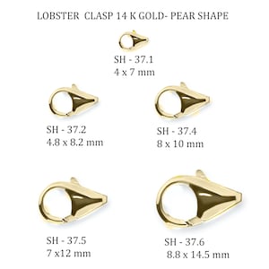 Solid Gold Lobster Clasps Lock, 14K Yellow Gold