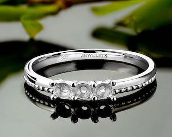 Silver Band Blank Stone 3mm Ring Base Mounting