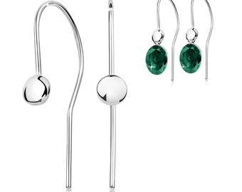 Sterling Silver Ear Hooks – 1 Pair Plain Aesthetic | 925 Silver Earring Findings for DIY Jewelry Making