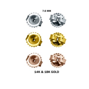Solid Gold Ear Nuts, Earrings Stopper, 14K, 18K, Yellow Gold, White Gold, Pink Gold