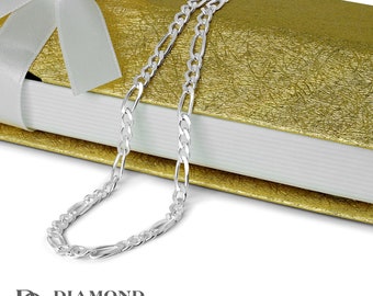 Sterling Silver Figaro Chain, 20" Silver Figaro Necklace,  Sterling Silver Chain,  3.9mm, Gauge: 29,