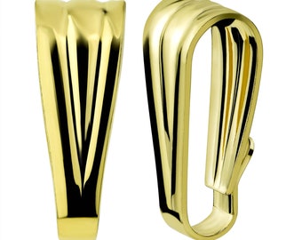 14K Solid Gold Bail Pendant Closure, Triangle Shape,